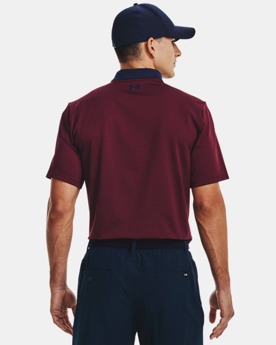 เสื้อโปโล UA Performance 3.0 Stripe สำหรับผู้ชาย in Red image number 1